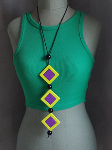 Collana tria  giallo fluo e viola