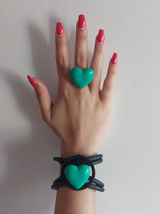 Parure cuore verde tiffany 3d