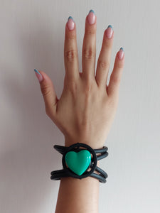 Bracciale  cuore 3d verde tiffany