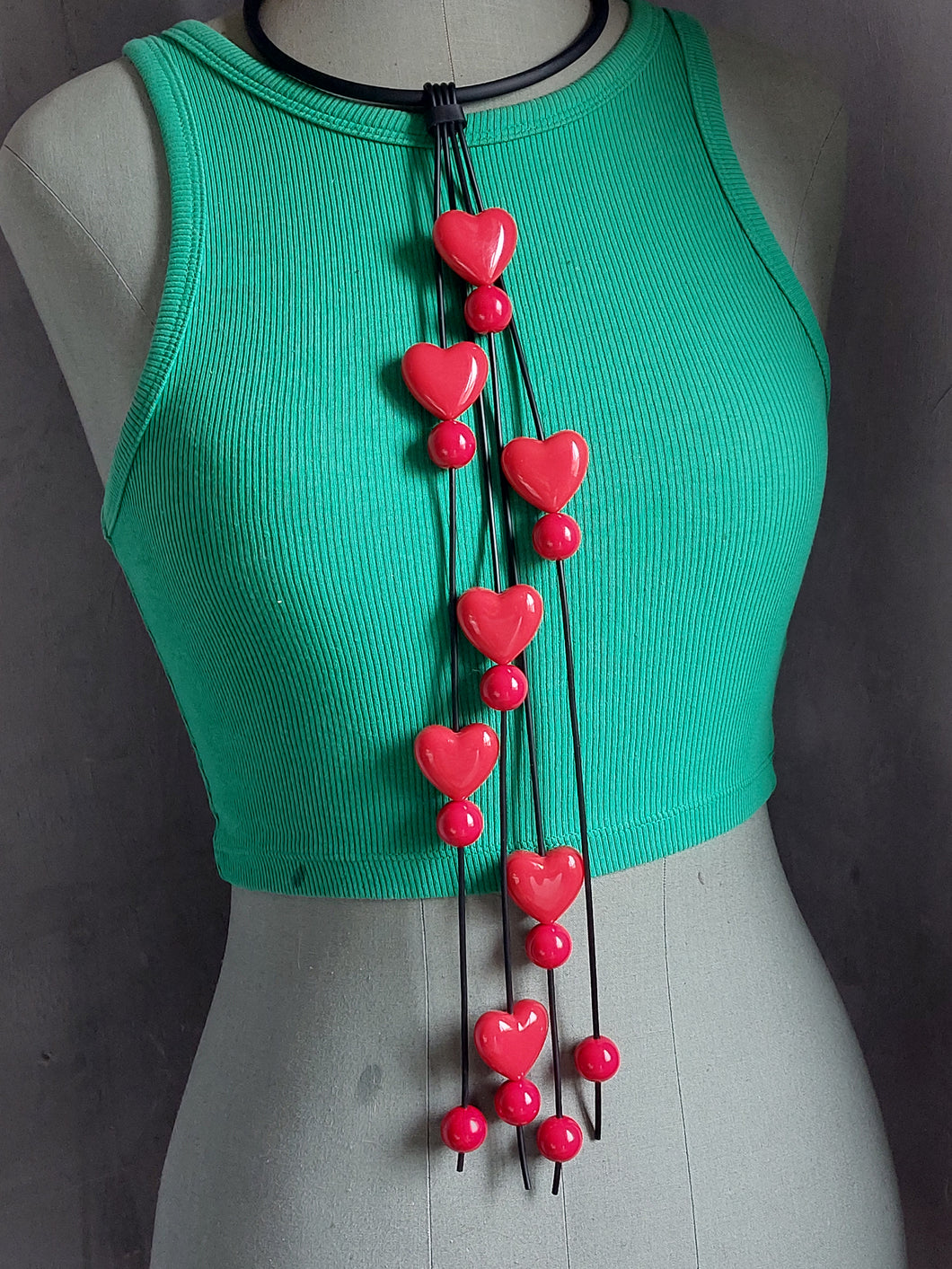 Collana pendolo cuore rosso 3d