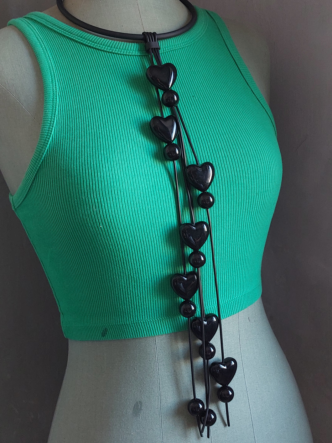 Collana pendolo cuore nero 3d