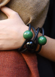 Bracciale 3 ball verde nero